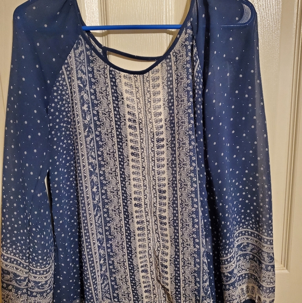 Blue and white blouse